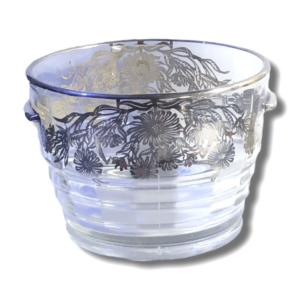 Vintage 1950’s crystal & sterling silver ice bucket